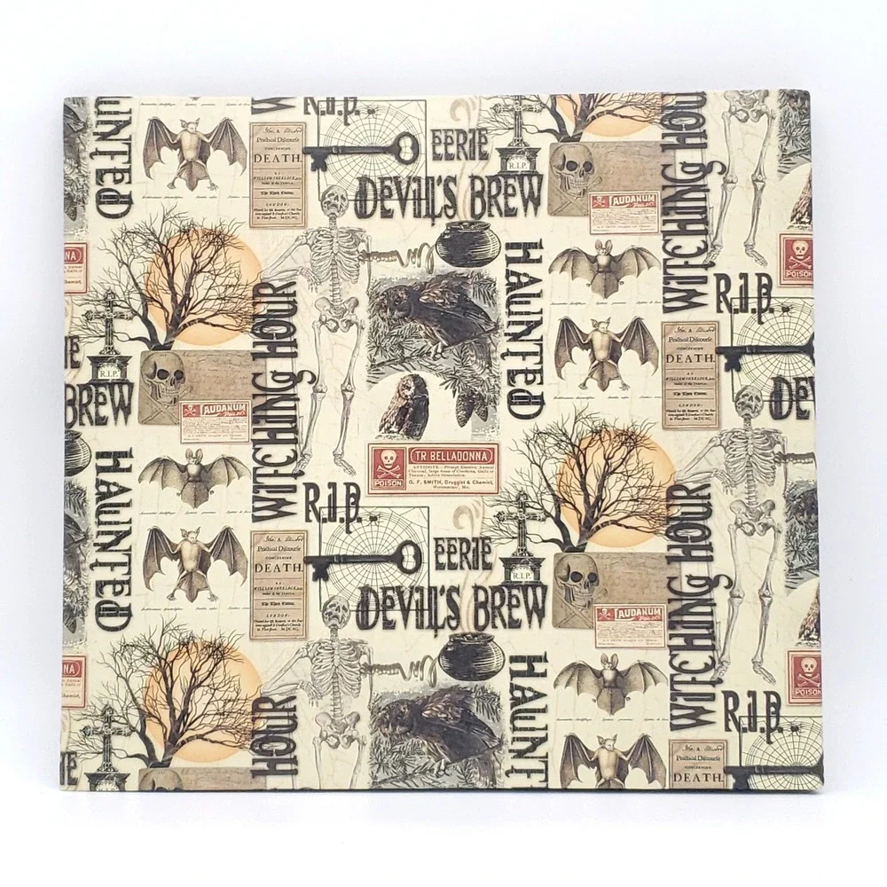 Halloween Scrapbook Album Spooky Gothic Skeleton Bat Devil's Brew Decor